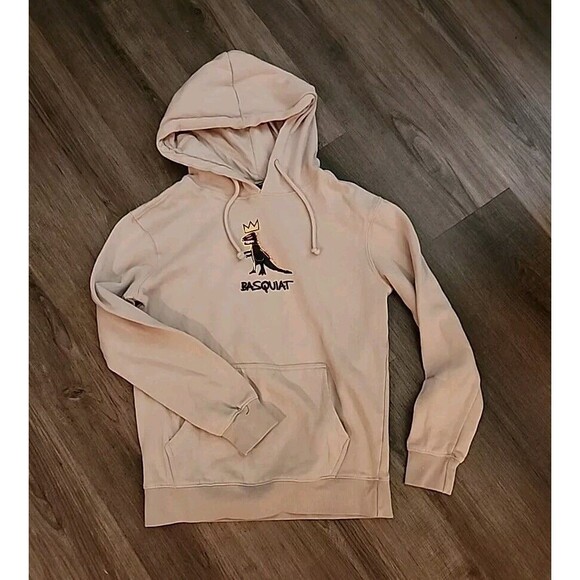 Jean-Michel Basqiat Hoodie T-Rex Tan Graphic Sweatshirt  XS Dinosaur - Picture 4 of 8